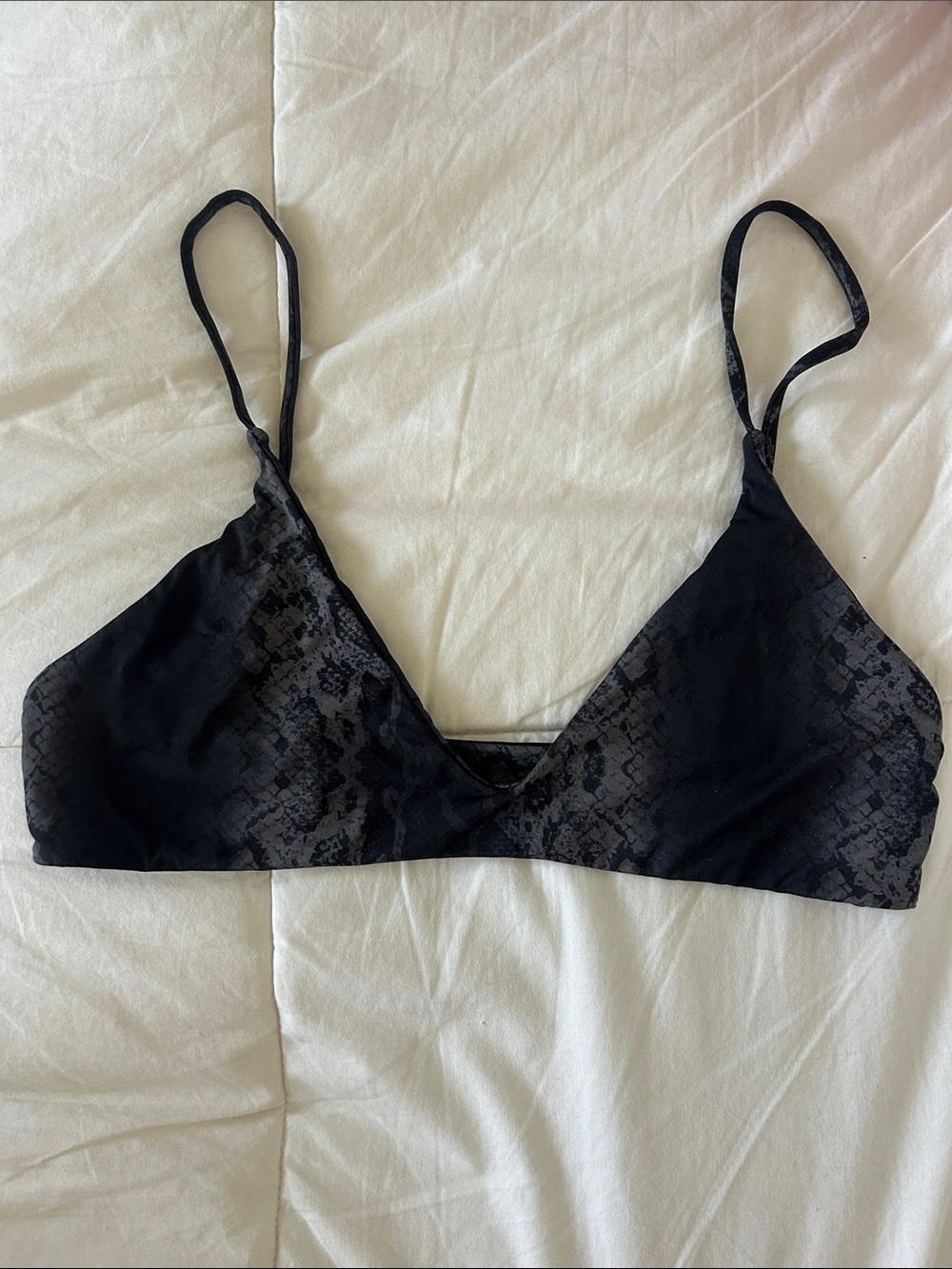 Black Snake-Print Bikini Top